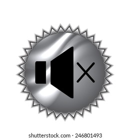 Speaker icon. Vector illustration. on round sticker