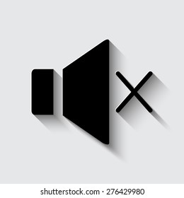 Speaker icon. Vector illustration   on a grey background