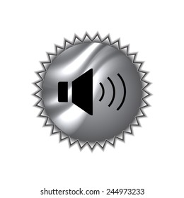Speaker icon. Vector illustration. with round sticker