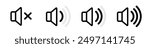 Speaker Icon vector illustration, Volume control sign, Audio icon, Media player buttons icon set isolated, mute symbol, Silent sign, Low volume, Maximum Volume symbol, No volume.