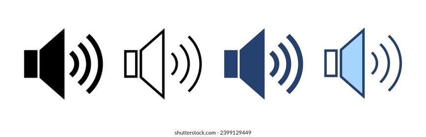 Lautsprechersymbol, Vektorgrafik. Lautstärkezeichen und -zeichen. Lautsprechersymbol. Tonsymbol