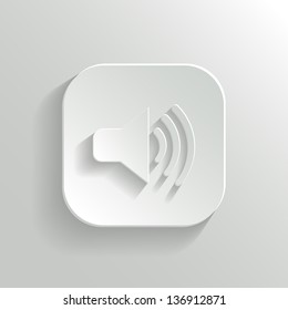 Speaker icon - vector white app button with shadow
