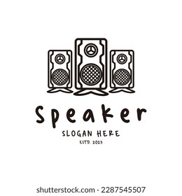 Speaker Icon Vintage Simple Line Art