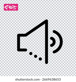 Icono del altavoz, ícono del volumen, ícono de la notificación, archivo de la ilustración del ícono del Vector del formato de EPS