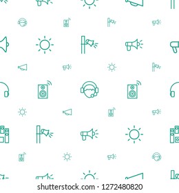 speaker icons pattern seamless white background. Included editable outline megaphone, operator, contrast, music loudspeaker, headset, loud speaker set icons. speaker icons for web and mobile.