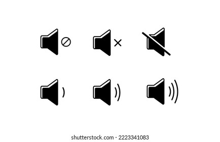 Los iconos del altavoz están configurados. Icono de volumen. Altavoz, audio e icono de sonido. estilo plano - vector de stock.	