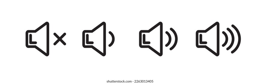 Los iconos del altavoz están configurados. Icono de volumen. Vector de iconos de altavoz. Audio. Sonido	
