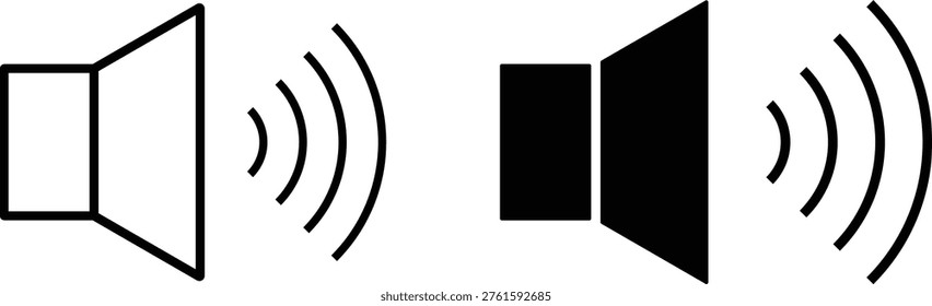 Speaker icons with sound waves coming out audio symbols
