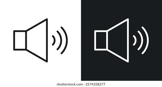 Speaker icons in thin black and white stroke liner style