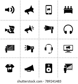 Speaker icons. vector collection filled speaker icons. includes symbols such as lesson, megaphone, lecturer, headphone, speaker, headphones. use for web, mobile and ui design.