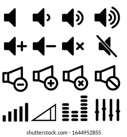 conjunto vectorial de iconos de los altavoces. colección de signos de ilustración de volumen. símbolo de sonido.