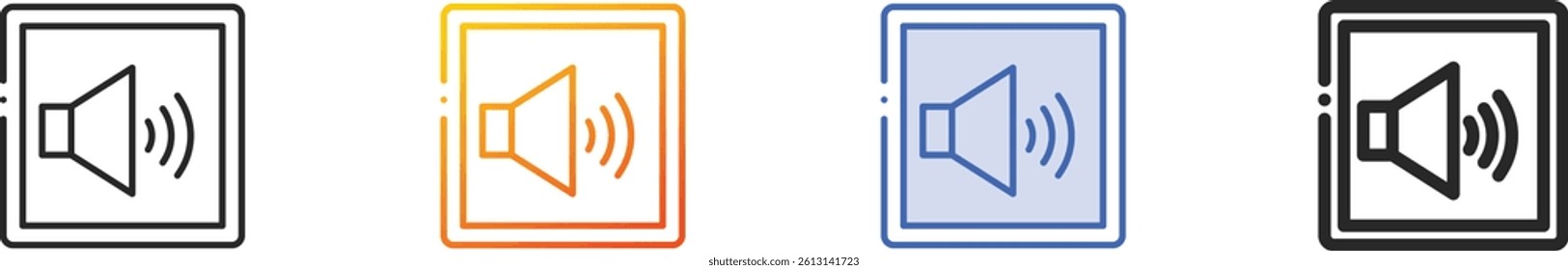speaker icon.Thin Linear, Gradient, Blue Stroke and bold Style Design Isolated On White Background