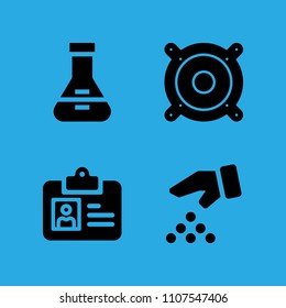 speaker, id card, flask and seeds icons vector in sample icon set for web and graphic design