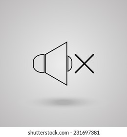 Speaker with imitation mute on a gray background