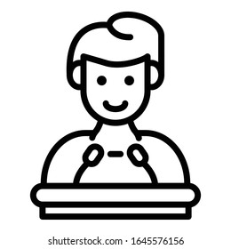 Sprecher-Praktikum-Symbol. Outline-Vektorillustration-Symbol für Sprachpraxis für Webdesign einzeln auf weißem Hintergrund