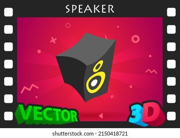 Speaker isometric design icon. Vector web illustration. 3d colorful concept