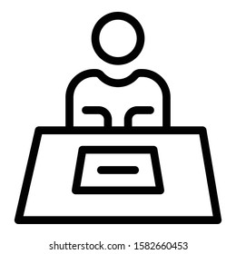 Speaker lesson icon. Outline speaker lesson vector icon for web design isolated on white background
