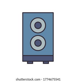 línea de altavoz y estilo de relleno diseño de iconos, música melodía canción música arte musical y tema de composición Ilustración vectorial