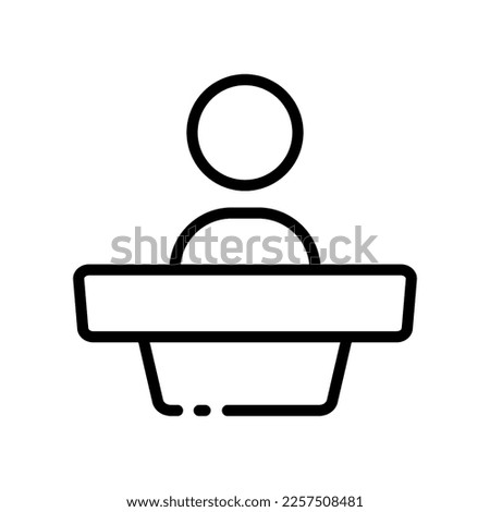 Speaker line icon. Approval, communication, confirmation, choice, mark, success, achievement, accept, best, leader, poll. communication concept. Vector black line icon on a white background