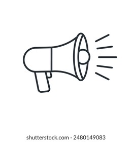 Icono de línea de altavoz. Icono de altavoz de megáfono. Ilustración vectorial aislada