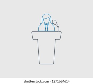 Speaker line icon on gray background.