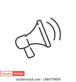 Speaker line icon. Simple outline style. Loud, megaphone, alert, loudspeaker, microphone, sign, announcement, broadcast oncept. Vector illustration isolated on white background. Editable stroke EPS 10