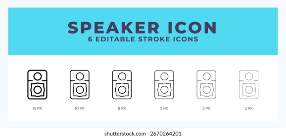 Linearer Icon-Symbolvektor des Lautsprechers. Schwarzer Umriss für das Web. App. Präsentation und mehr.