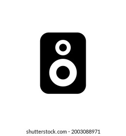 Speaker linear black icon or logo. Isolated music badge on white background sign. Illustration high quality flat style icons or symbol. Graphic design for mobile, web, app, ui, ux. Vector EPS 10