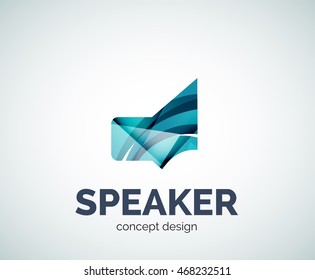 Speaker logo business branding icon, created with color overlapping elements. Glossy abstract geometric style, single logotype