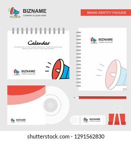 Speaker Logo, Calendar Template, CD Cover, Diary and USB Brand Stationary Package Design Vector Template