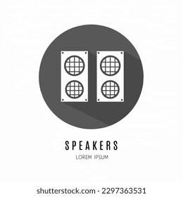 Logo del altavoz. Ilustración del altavoz en plano. Vector de material.