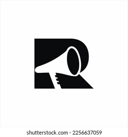 Speaker logo. Letter R logo vector design with loudspeaker concept. Logo can be used for music, entertainment, brand business.