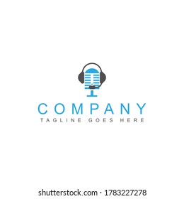 logotipo de altavoz que utiliza audífonos de iconos vectoriales simples combinados
