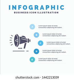 Speaker, Loudspeaker, Voice, Announcement Solid Icon Infographics 5 Steps Presentation Background