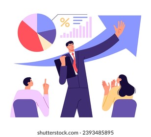 Speaker makes a presentation at a business seminar