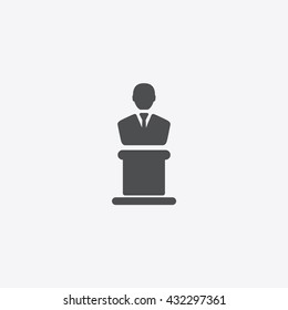Speaker Man Icon Vector, Podium sign on gray background