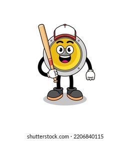 caricatura de mascota portavoz como jugador de béisbol, diseño de personaje