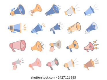Speaker Megaphone Illustration Element Set