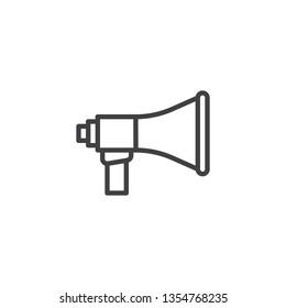 Speaker megaphone line icon. linear style sign for mobile concept and web design. Loudspeaker outline vector icon. Announcement symbol, logo illustration. Pixel perfect vector graphics
