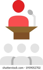 Speaker Mentor on podium Concept, Power of Encouragement and Training Vector color Icon Design, Business Plan Accomplishment Symbol, Measurable Objectives Sign, Goal and Motivation Stock illustration