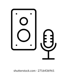 Ilustración vectorial de icono de contorno de micrófono de altavoz