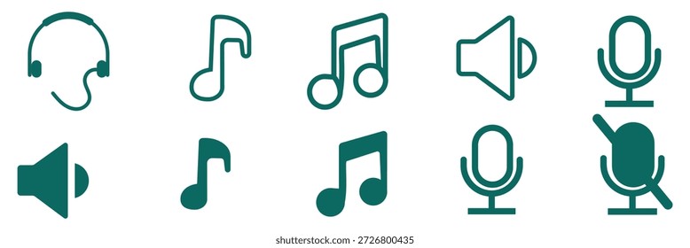 Lautsprecher, Mikrofon- und Videokamera-Symbolsatz, Konferenzsymbolsatz, Stumm- und Unstummschaltungssymbole, Mikrofon, Video, Audio-Sound, Stumm, Off Concept