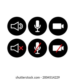 Speaker, Mic and Video Camera related icons. Basic icons for Video Conference, and Video chat.