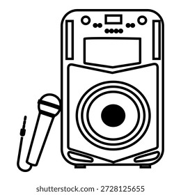 Lautsprecher mit Mikrofonsymbol, das Audiogeräte für Musik, Sprache, Ereignisse und Soundsysteme darstellt, geeignet für Multimedia-, Kommunikations- und Audio-Schnittstellenvisuals.
