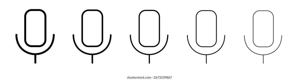 Icono de micrófono de altavoz Conjunto de contorno de línea delgada o colección