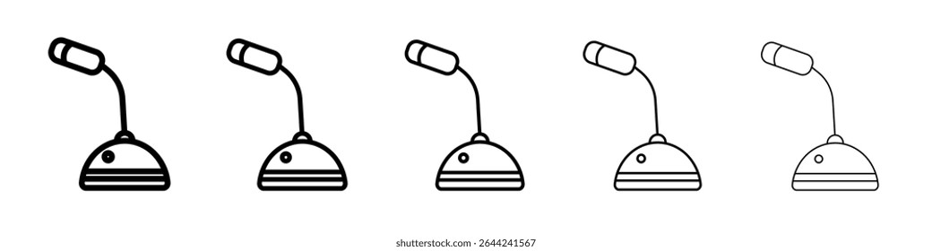Altavoz Micrófono icono de contorno delgado logotipo conjunto