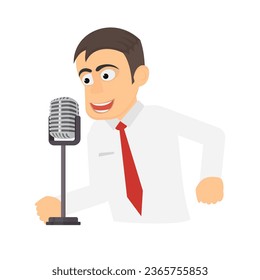 Speaker with microphone. Speak in microphone, vector illustration