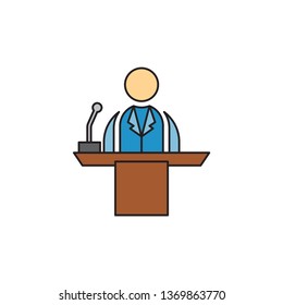 speaker with microphone vector icon isolated on white background