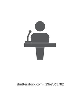 speaker with microphone vector icon isolated on white background