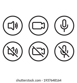 Speaker, Microphone and Video Camera icons. Icons for Video Conference, Video chat